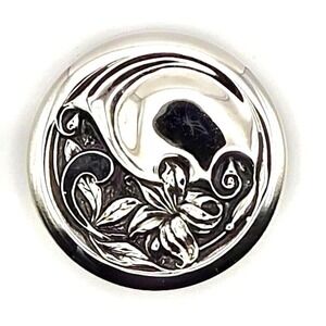 Vintage Caroline Emmons 1970s Silvertone Floral Brooch / Pin /‎ Pendant